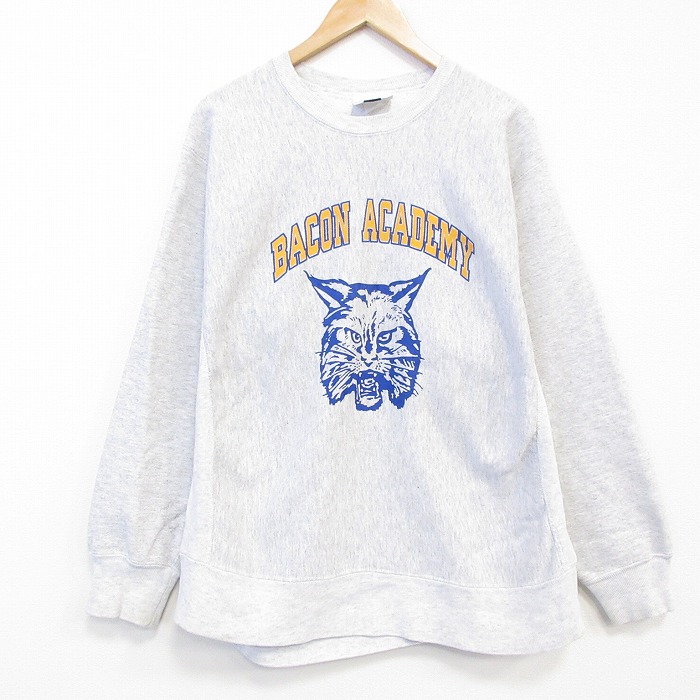 XL★古着 リー Lee 長袖 スウェット メンズ 90年代 90s BACON クルーネック USA製 薄グレー 霜降り【spe】 25nov17