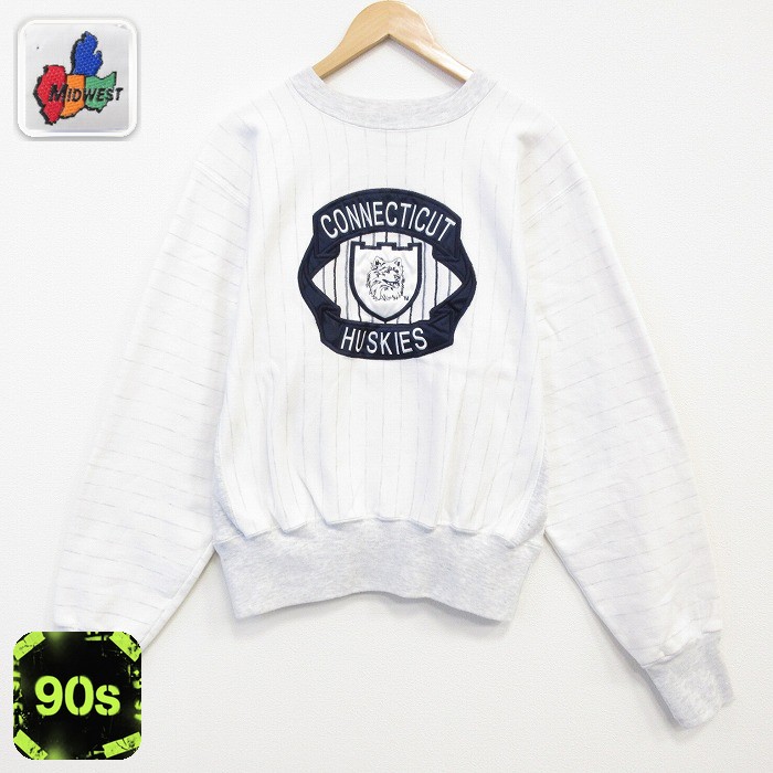 【50%OFF】コネチカットハスキーズ 90s 長袖スウェット 刺繍 ホワイト XL | 古着