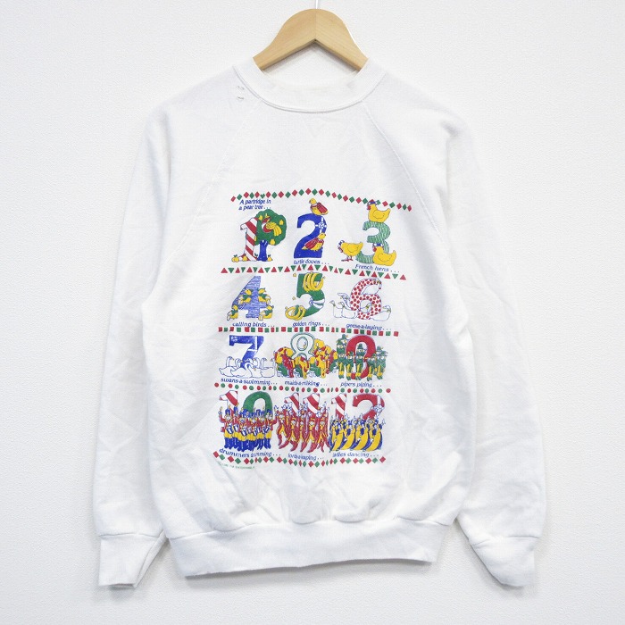 80s ラグランスウェット 数字 ホワイト M | 古着