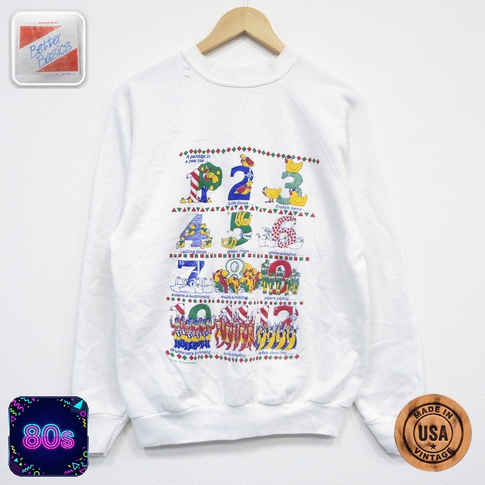 【50%OFF】80s ラグランスウェット 数字 ホワイト M | 古着