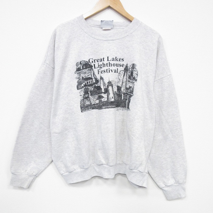 XL★古着 リー Lee 長袖 スウェット メンズ 90年代 90s Great 大きいサイズ クルーネック USA製 薄グレー 霜降り 25nov18