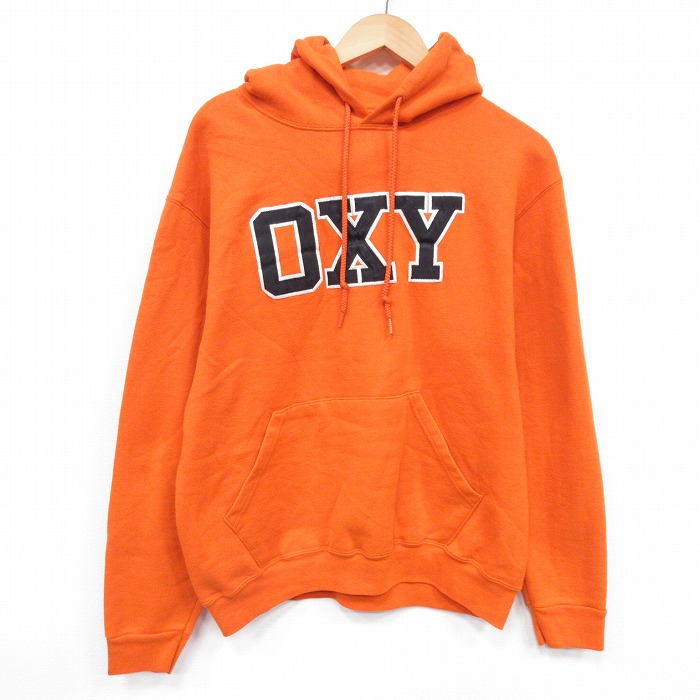 L★古着 長袖 スウェット パーカー メンズ OXY USA製 濃オレンジ 25nov18