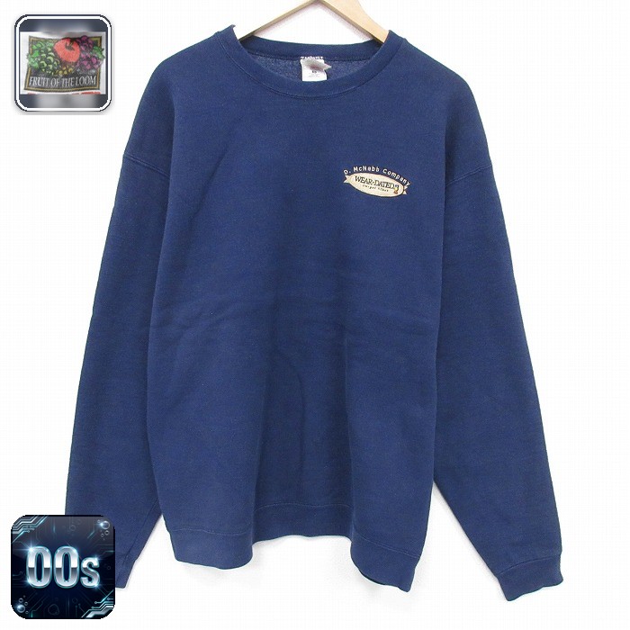 フルーツオブザルーム 00s 長袖スウェット WEAR ネイビー L | 古着