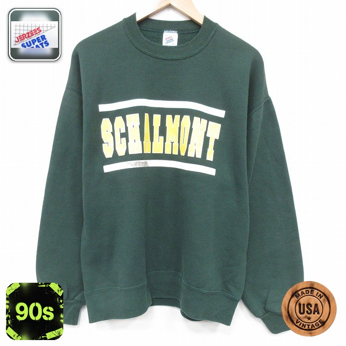 【50%OFF】ジャージーズ 90s 長袖スウェット SCHALMONT グリーン L | 古着