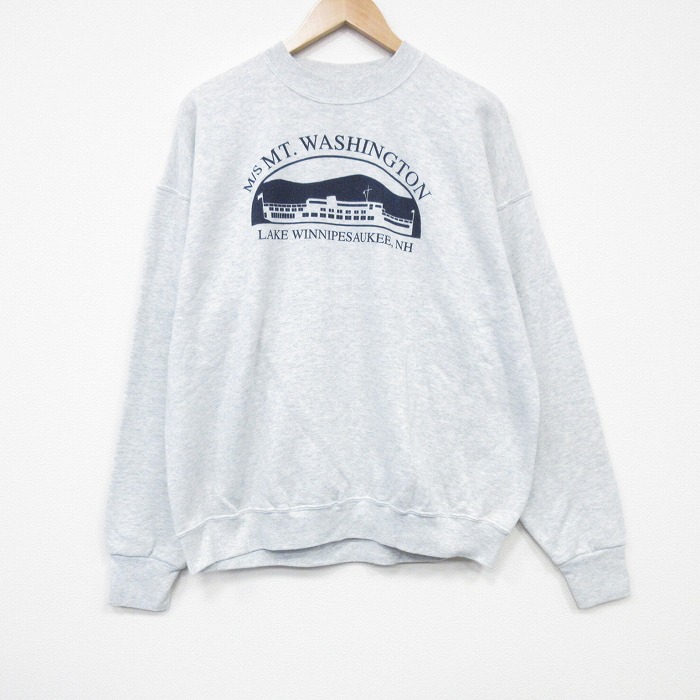 XL★古着 フルーツオブザルーム 長袖 スウェット メンズ 00年代 00s 船 クルーネック 薄グレー 霜降り 25nov20