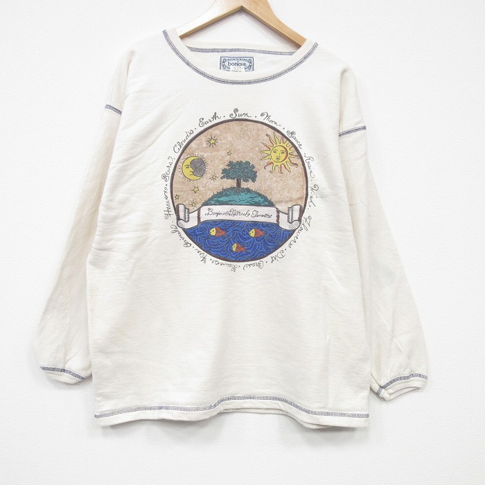 bonjour 90s 長袖スウェット 太陽月 ベージュ L | 古着