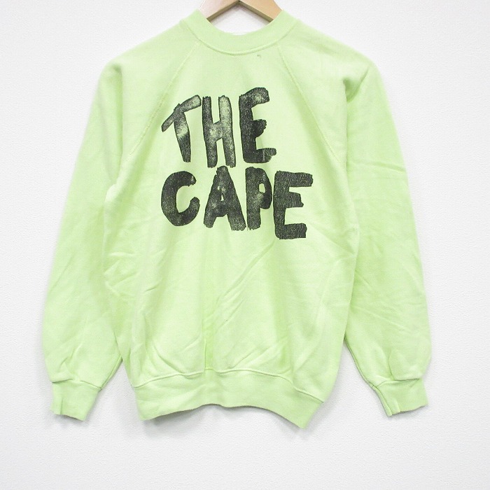 S★古着 ヘインズ  長袖 スウェット メンズ 80年代 80s THE CAPE ラグラン クルーネック USA製 黄緑 25nov20