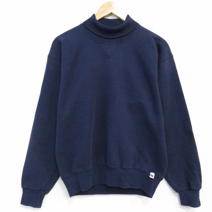 ラッセル 90s 長袖スウェット モックネック ネイビー M | 古着