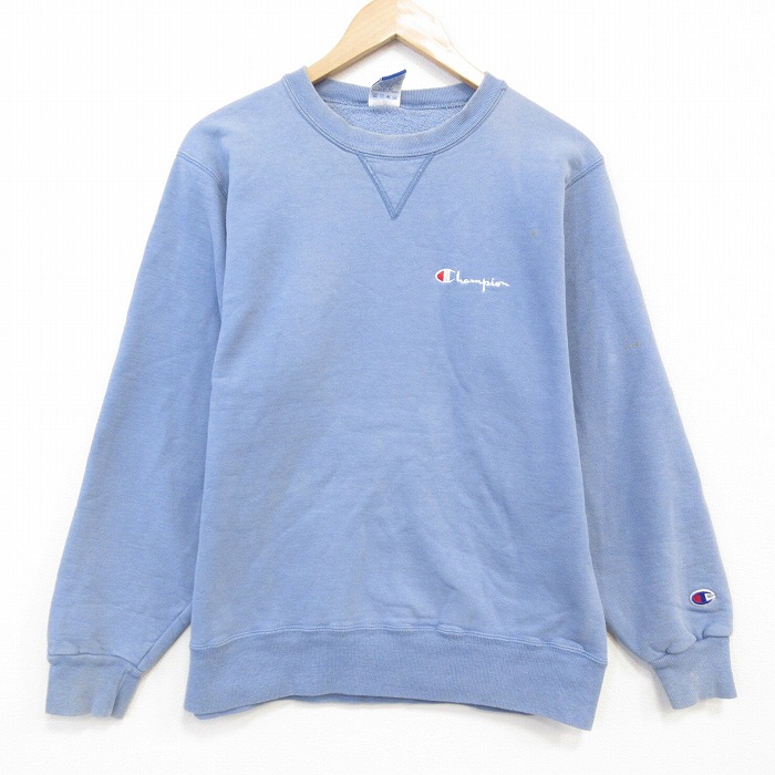 M★古着 チャンピオン champion 長袖 スウェット メンズ 90年代 90s ワンポイントロゴ クルーネック USA製 薄紺 25nov20