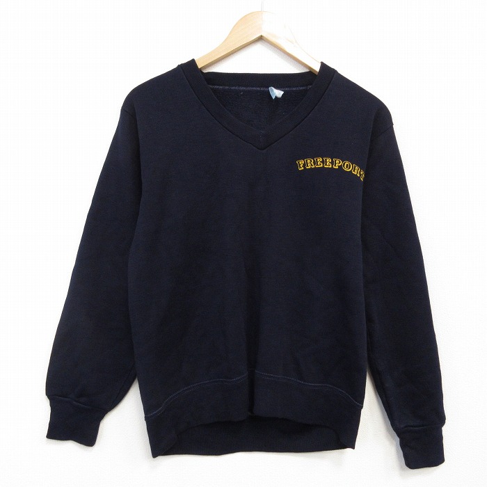 S★古着 長袖 スウェット メンズ 80年代 80s FREEPORT アクリル クルーネック 濃紺 25nov20