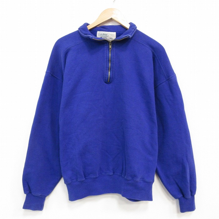 XL★古着 エルエルビーン ラッセル 長袖 ハーフジップ スウェット メンズ 90年代 90s 無地 USA製 青紫【spe】 25nov20