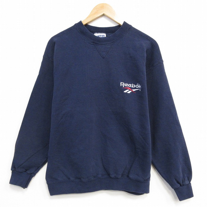 リーボック 90s 長袖スウェット ワンポイントロゴ ネイビー M | 古着