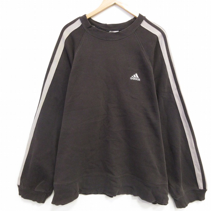 XL★古着 アディダス adidas  長袖 スウェット メンズ 90年代 90s ワンポイントロゴ 大きいサイズ ラグラン クルーネック 黒【spe】 25nov28