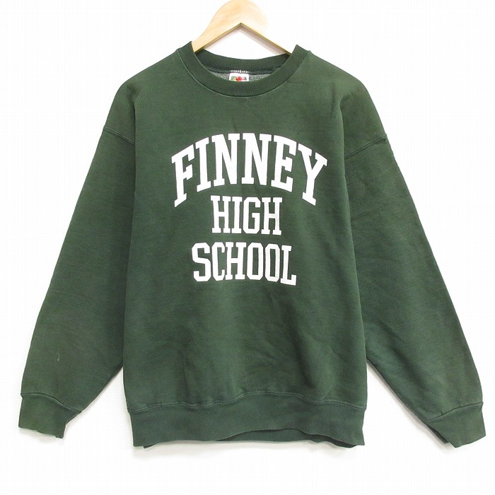 XL★古着 フルーツオブザルーム 長袖 スウェット メンズ 90年代 90s FINNEY クルーネック USA製 緑 25nov28