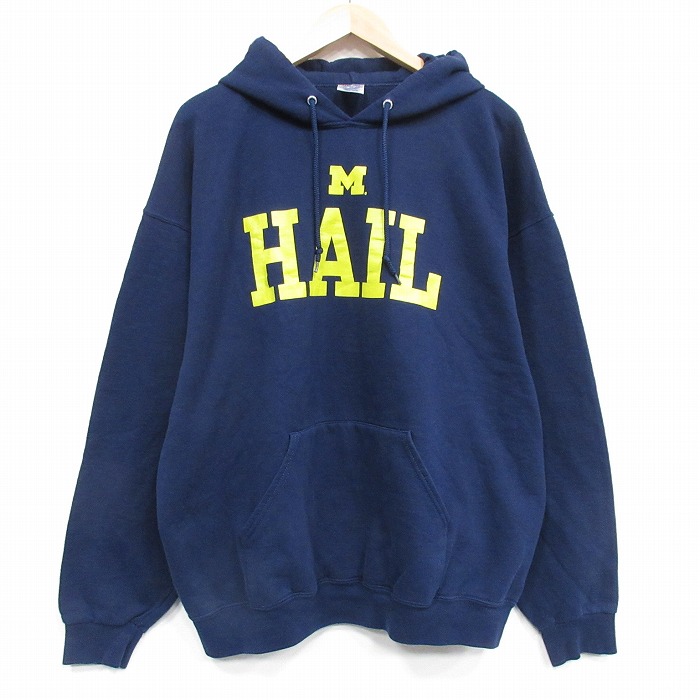 XL★古着 ジャージーズ 長袖 スウェット パーカー メンズ 00年代 00s HAIL 大きいサイズ 紺 25nov29