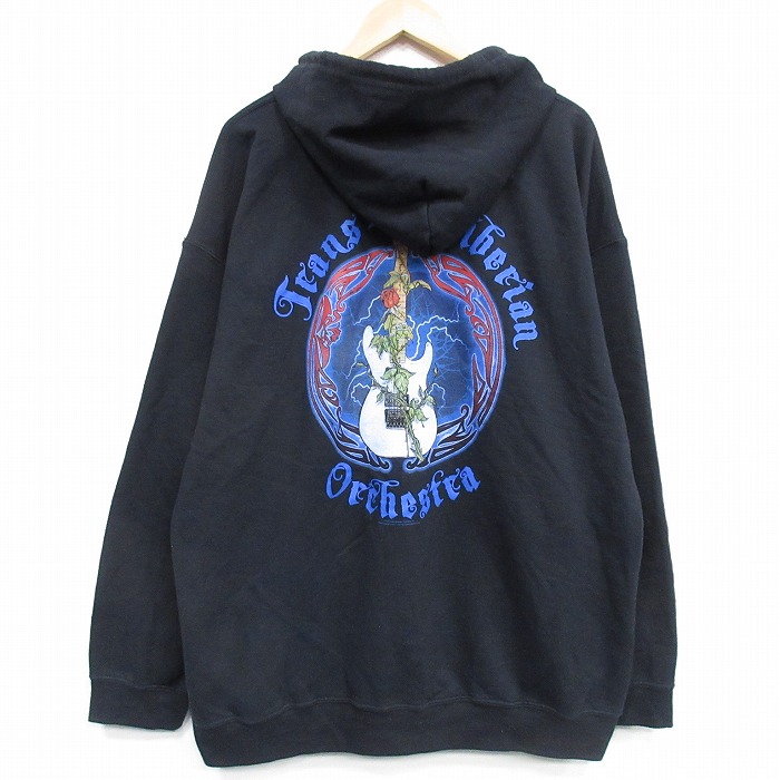 【20%OFF】XL★古着 長袖 ロック バンド フルジップ スウェット パーカー メンズ トランスシベリアンオーケストラ 大きいサイズ 黒 25nov29
