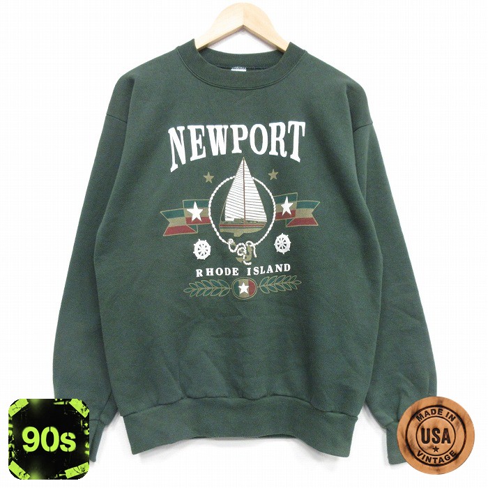 【50%OFF】ニューポート 90s 長袖スウェット グリーン M | 古着
