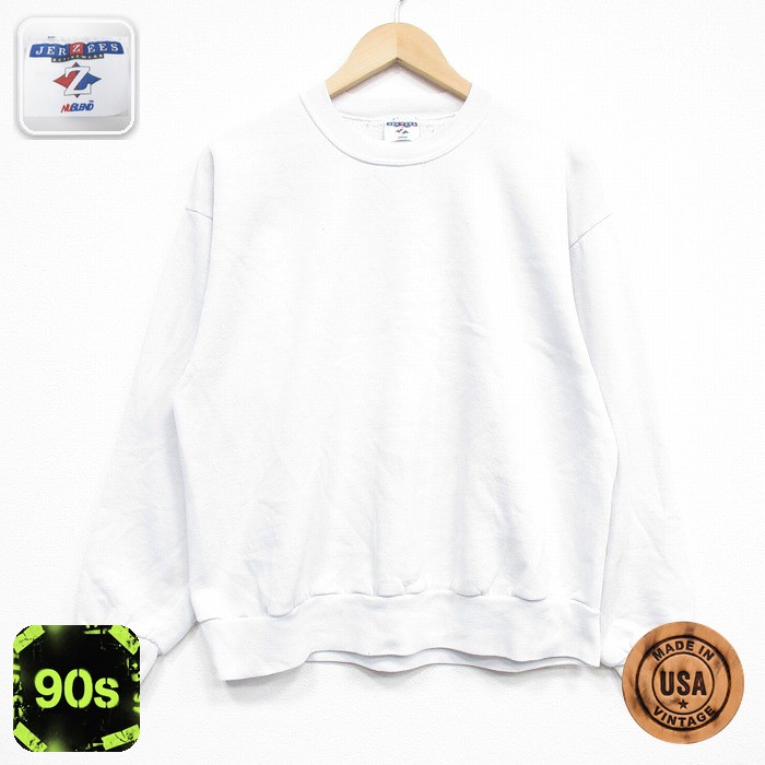 【50%OFF】ジャージーズ 90s 長袖スウェット ホワイト L | 古着