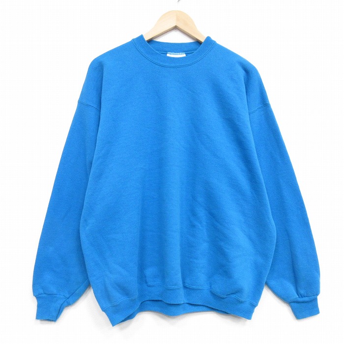 【20%OFF】XL★古着 ヘインズ 長袖 スウェット メンズ 90年代 90s 無地 クルーネック USA製 青 25nov29
