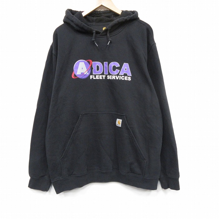 XL★古着 カーハート 長袖 スウェット パーカー メンズ ADICA 大きいサイズ 黒 25dec08