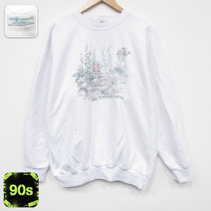 【50%OFF】NORTHERN REFLECTIONS 90s 長袖スウェット 花 ホワイト XL | 古着