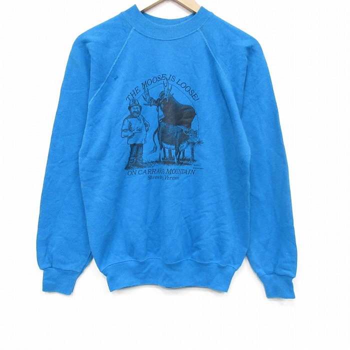 【20%OFF】S★古着 ヘインズ  長袖 スウェット メンズ 80年代 80s シカ ラグラン クルーネック USA製 青 25dec08