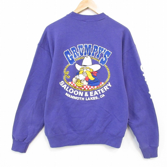 L★古着 ヘインズ 長袖 スウェット メンズ 90年代 90s GRUMPYS クルーネック USA製 紫 25dec04