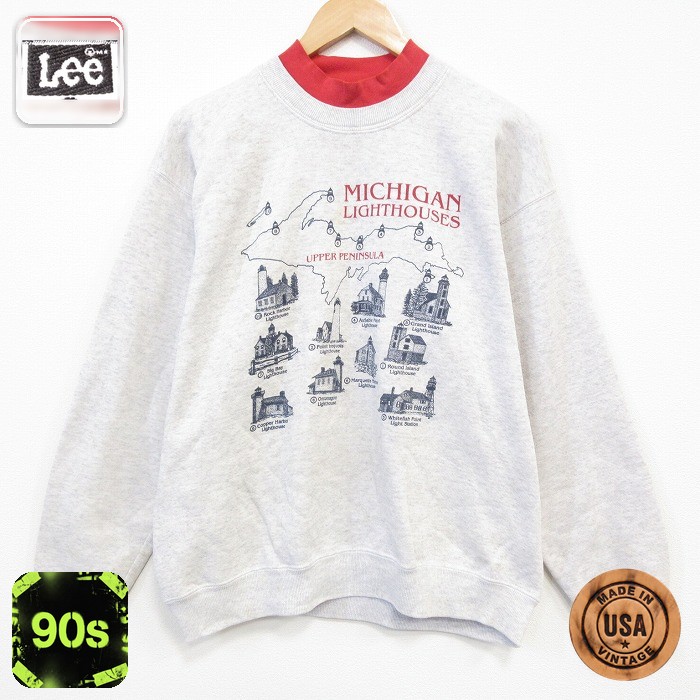 【50%OFF】リー 90s 長袖スウェット ミシガン グレー L | 古着