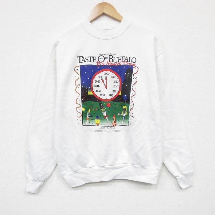 M★古着 リー Lee 長袖 スウェット メンズ 00年代 00s TASTE クルーネック 白 25dec05