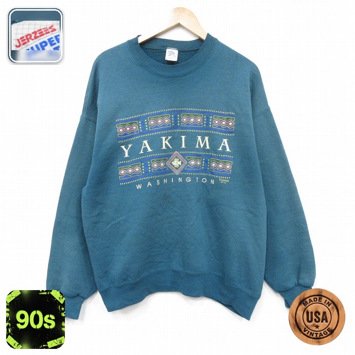 【50%OFF】ジャージーズ 90s 長袖スウェット YAKIMA グリーン XL | 古着