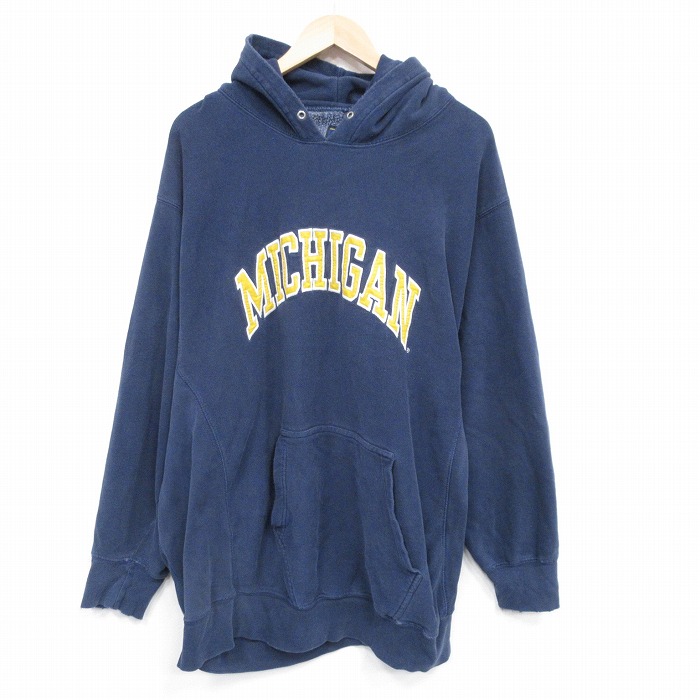 ミシガン 長袖パーカー ネイビー XL | 古着
