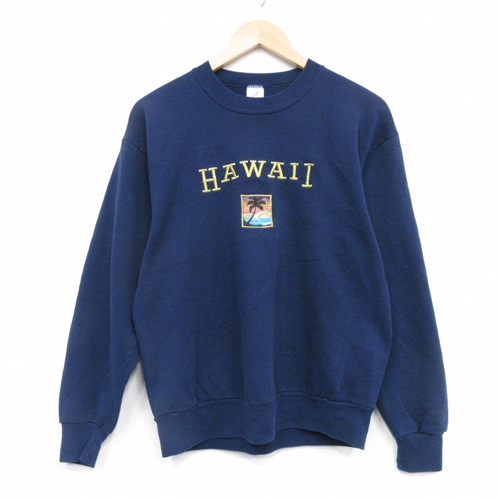 ジャージーズ 90s 長袖スウェット ハワイ刺繍 ネイビー M | 古着