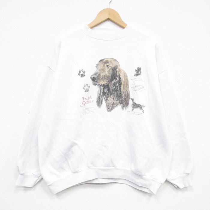 00s 長袖スウェット アイリッシュセッター ホワイト XL | 古着