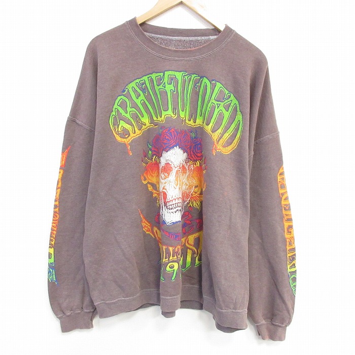 【20%OFF】XL★古着 長袖 ロック バンド スウェット メンズ グレイトフルデッド 大きいサイズ クルーネック 茶 霜降り【spe】 25dec06