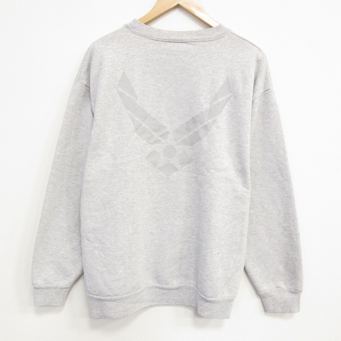 XL★古着 長袖 スウェット メンズ 00年代 00s ミリタリー USエアフォース リフレクター クルーネック USA製 薄グレー 霜降り 25dec06