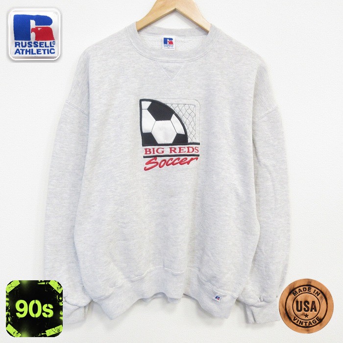 【50%OFF】ラッセル 90s 長袖スウェット サッカー刺繍 グレー XL | 古着