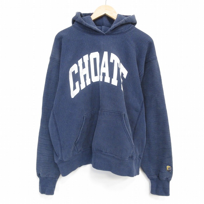 XL★古着 長袖 スウェット パーカー メンズ 90年代 90s CHOATE 大きいサイズ USA製 紺 25dec06