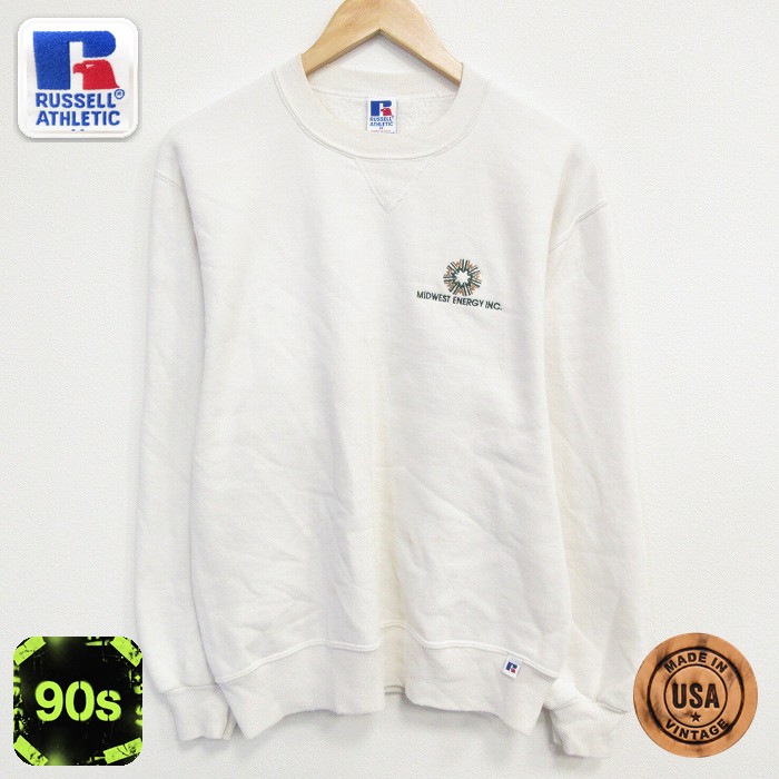 【50%OFF】ラッセル 90s 長袖スウェット ミッドウエスト ホワイト M | 古着