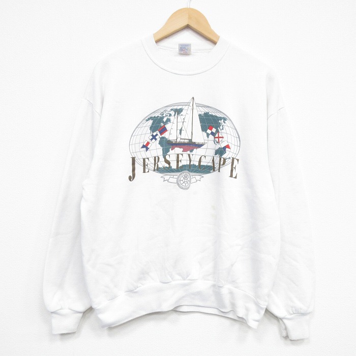 ジャージーズ 90s 長袖スウェット 船 ホワイト L | 古着