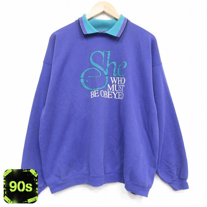 【50%OFF】チャンピオン 90s 長袖スウェット She パープル XL | 古着