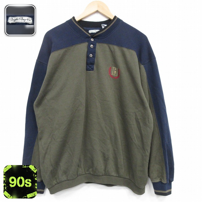 ビューグルボーイ 90s 長袖スウェット ワンポイント グリーン L | 古着