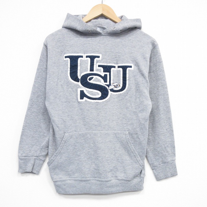 S★古着 長袖 スウェット パーカー メンズ 90年代 90s USU USA製 グレー 霜降り 25dec06