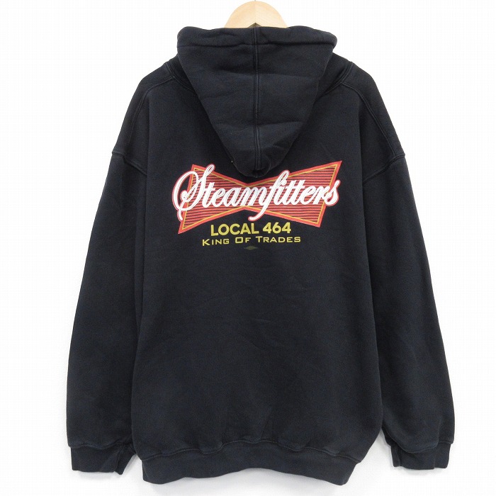 XL★古着 長袖 スウェット パーカー メンズ 00年代 00s LOCAL 大きいサイズ USA製 黒 25dec08
