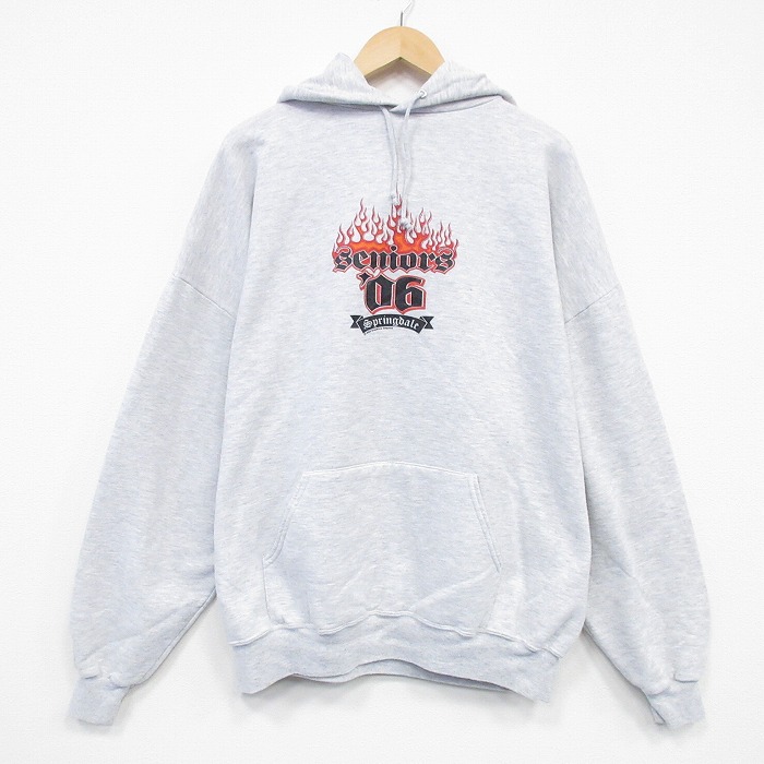 XL★古着 ジャージーズ 長袖 スウェット パーカー メンズ 00年代 00s シニア 大きいサイズ USA製 薄グレー 霜降り 25dec08