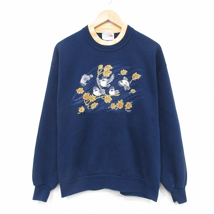 【50%OFF】ジャージーズ 90s 長袖スウェット 鳥 ネイビー L | 古着