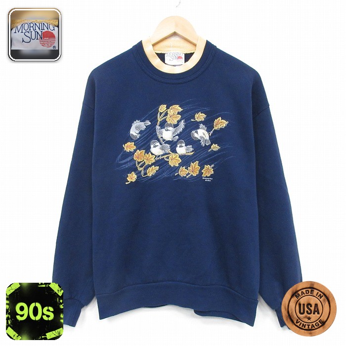【50%OFF】ジャージーズ 90s 長袖スウェット 鳥 ネイビー L | 古着