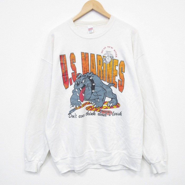 90s 長袖スウェット USマリーン ホワイト XL | 古着