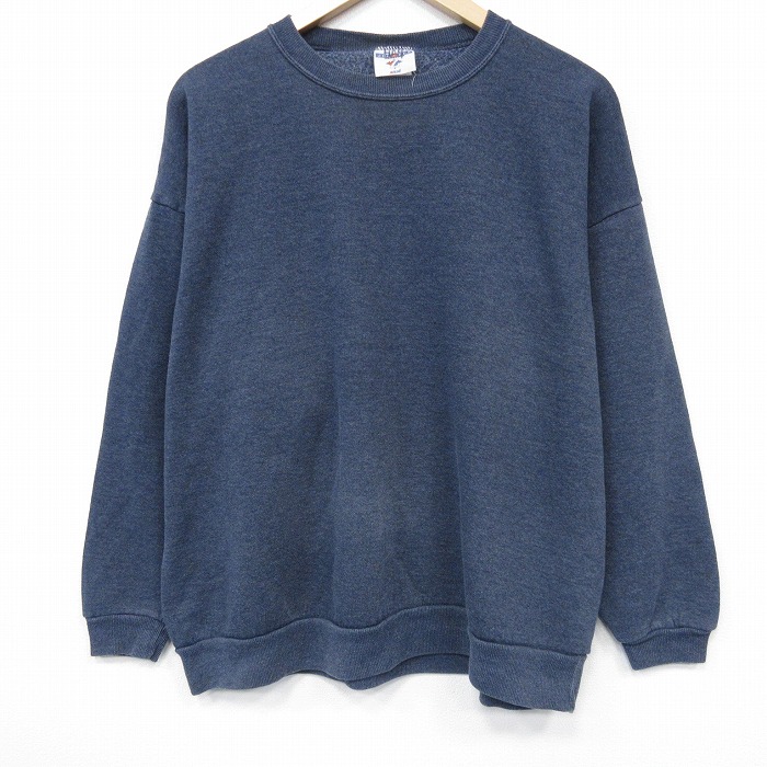 XL★古着 ジャージーズ 長袖 スウェット メンズ 00年代 00s 無地 クルーネック 薄紺 霜降り 25dec10