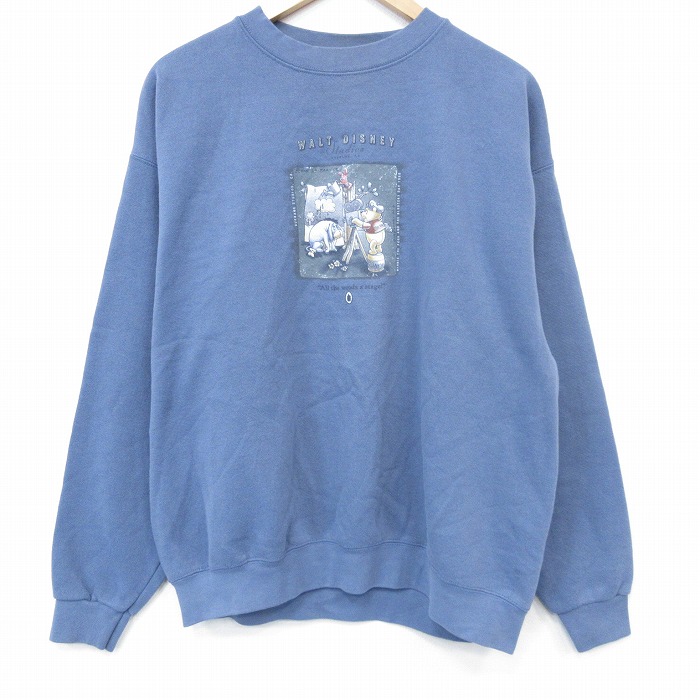 ディズニー 90s 長袖スウェット くまのプーさん ネイビー L | 古着