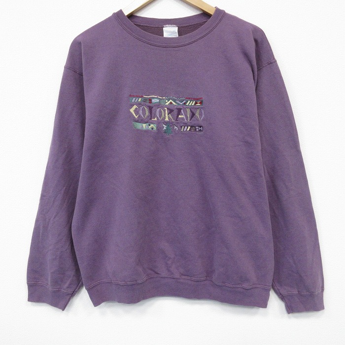 80s 長袖スウェット コロラド刺繍 パープル M | 古着